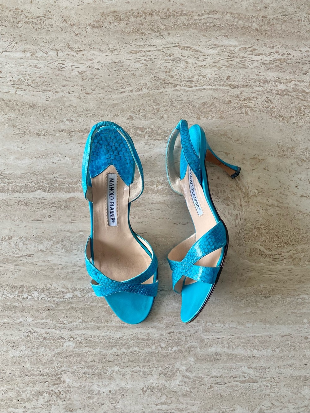 Vintage Manolo Blahnik Lizard Leather Slingback Sandal Heels